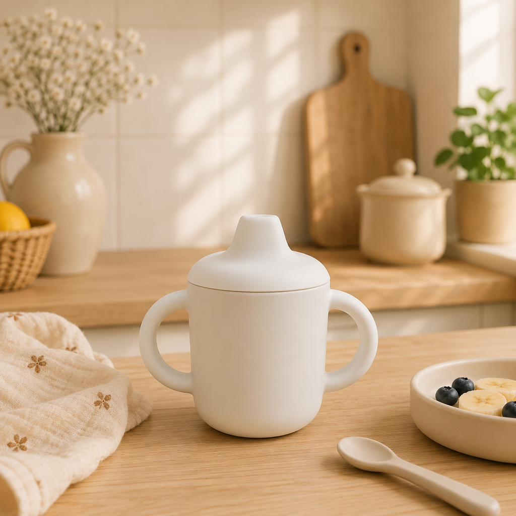 Gobelet d’Apprentissage Bébé Personnalisé en Silicone – Anti-Fuite avec Prénom Gravé 180 ml
