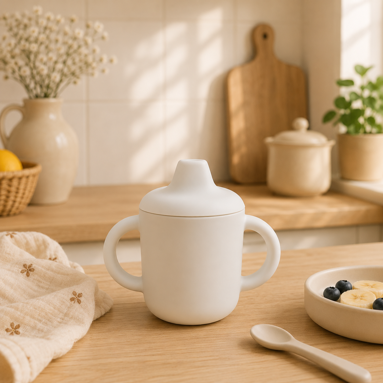Gobelet d’Apprentissage Bébé Personnalisé en Silicone – Anti-Fuite avec Prénom Gravé 180 ml