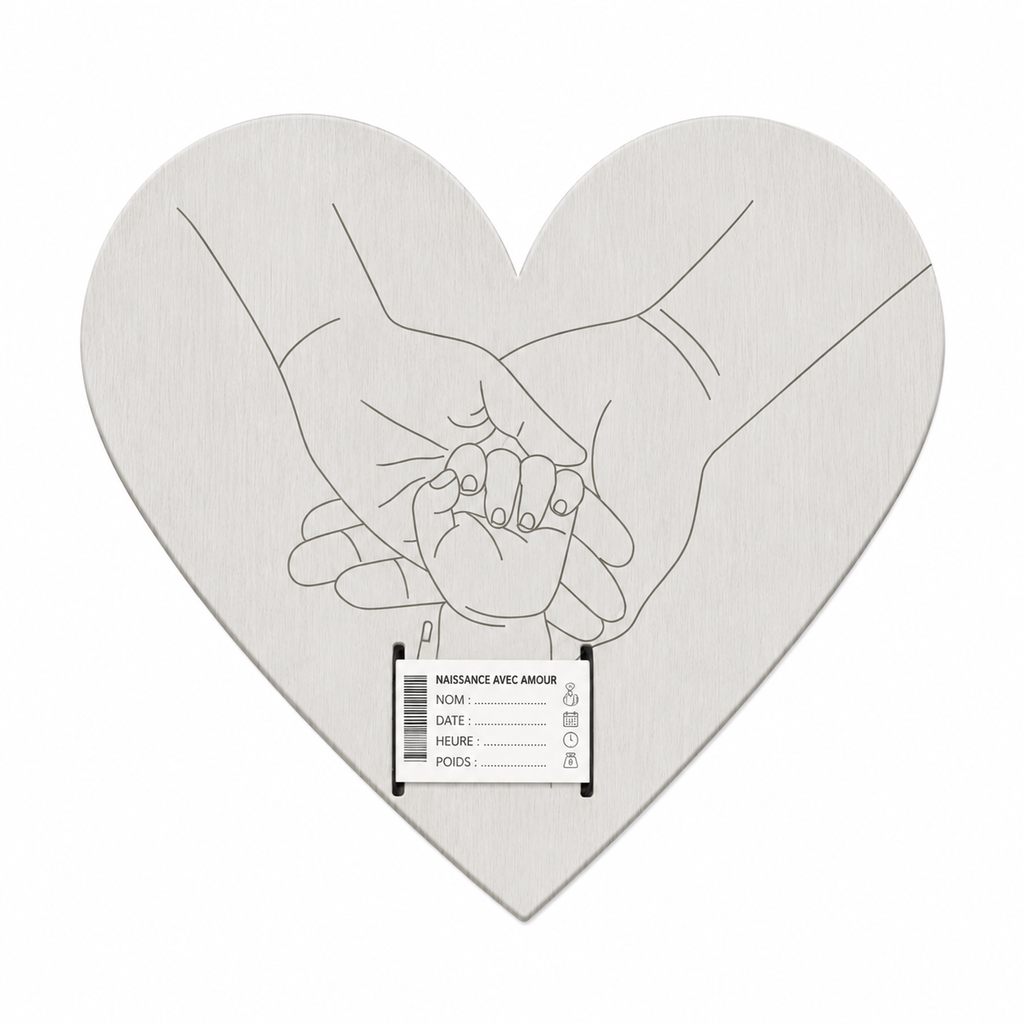 Plaque souvenir de naissance en bois avec support pour bracelet de maternité