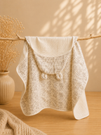 Cape de bain bébé à capuche en coton 🤍