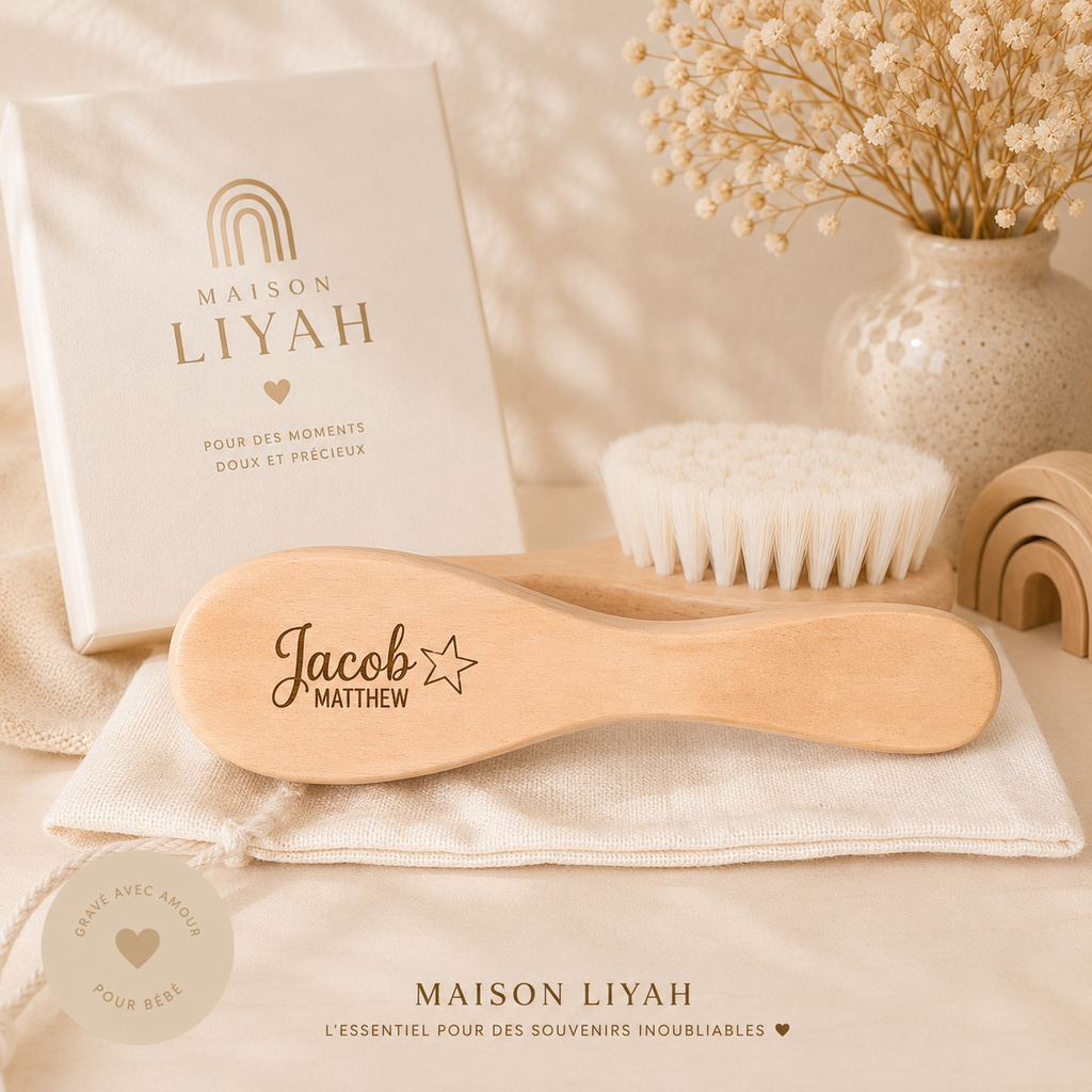 Brosse bébé personnalisés en bois naturel