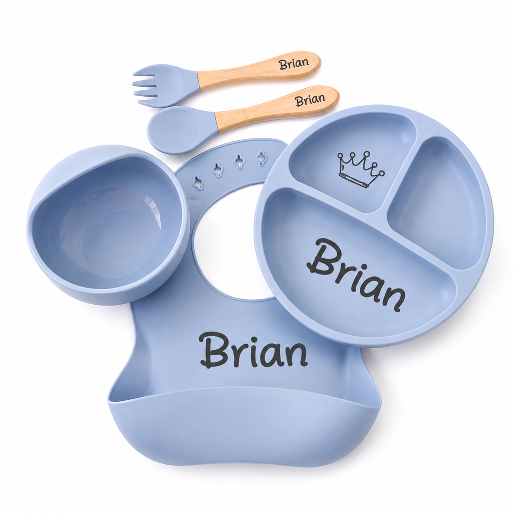 Coffret repas bébé personnalisé 5 pièces en silicone alimentaire