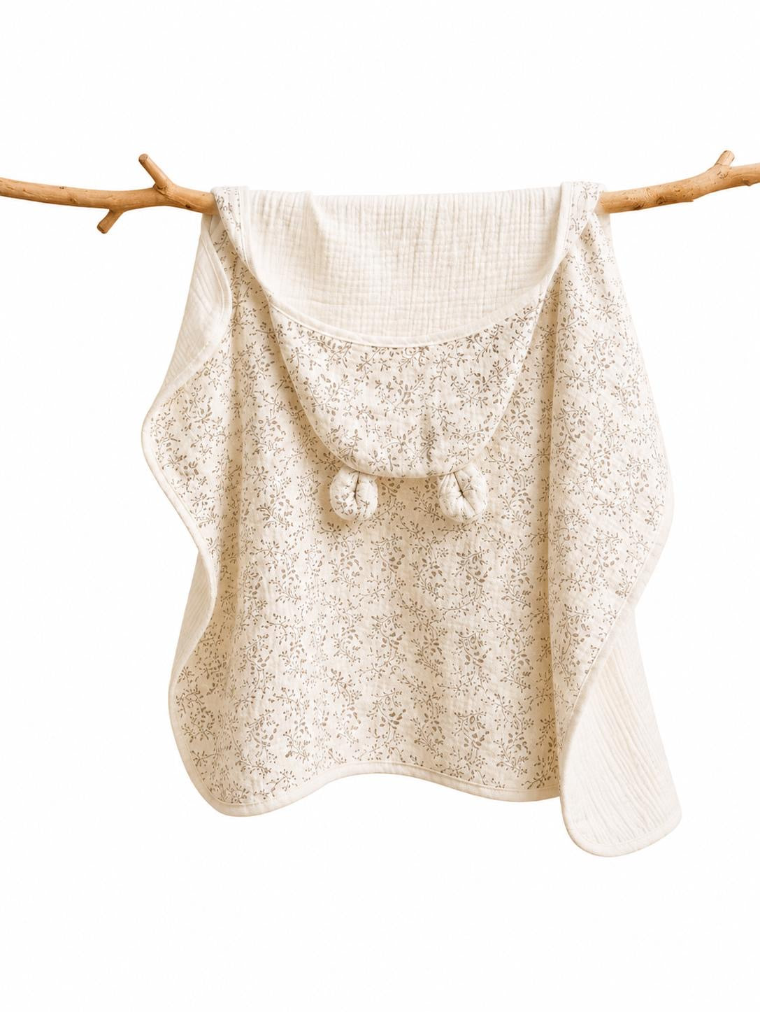 Cape de bain bébé à capuche en coton 🤍