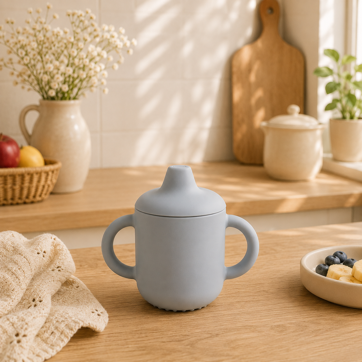 Gobelet d’Apprentissage Bébé Personnalisé en Silicone – Anti-Fuite avec Prénom Gravé 180 ml