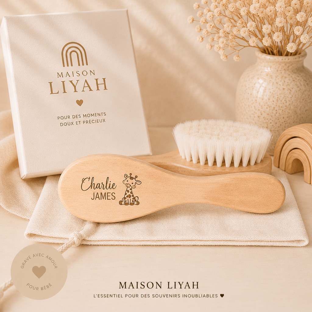 Brosse bébé personnalisés en bois naturel