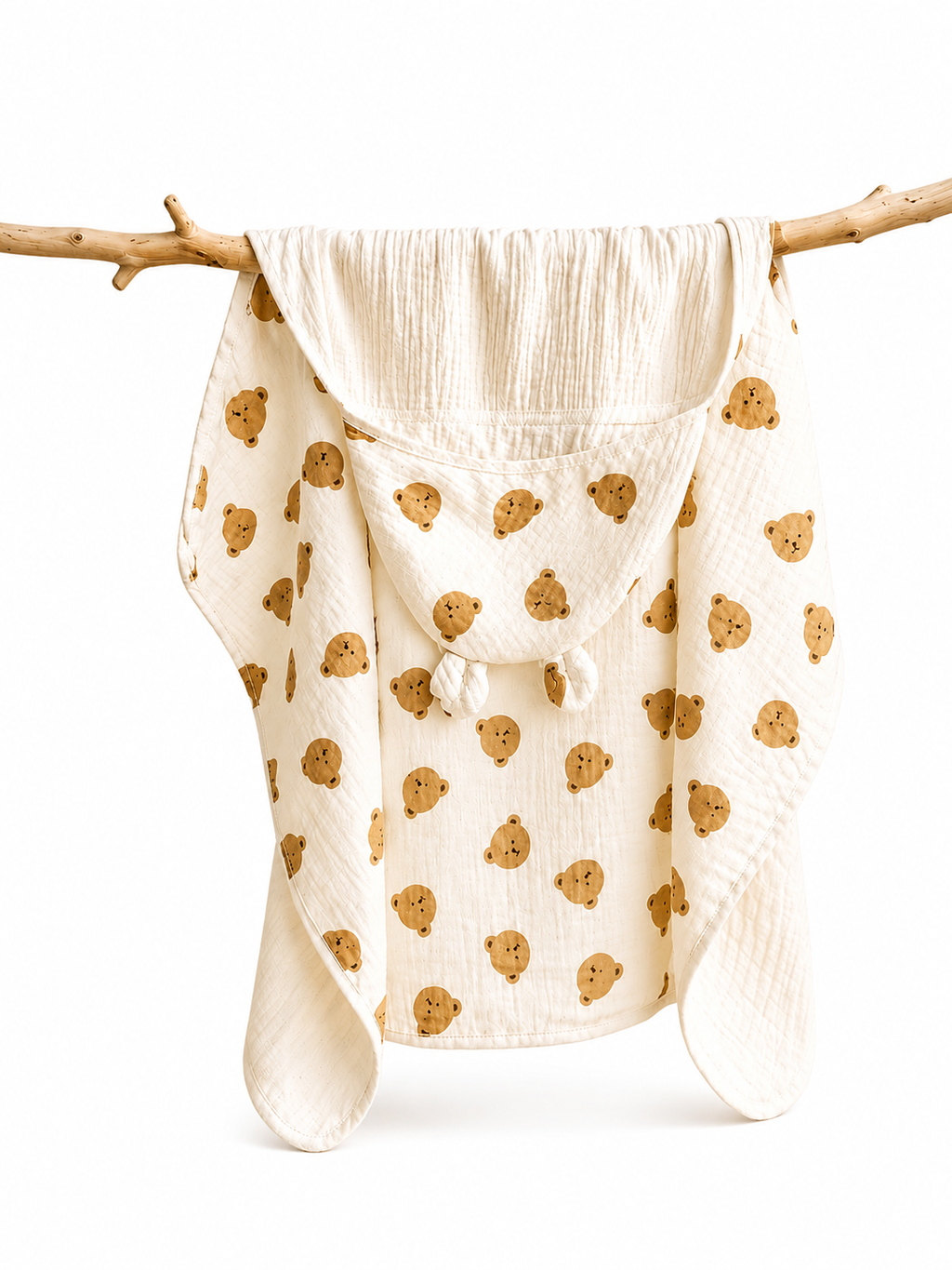 Cape de bain bébé à capuche en coton 🤍