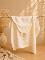 Cape de bain bébé à capuche en coton 🤍