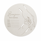 Plaque souvenir de naissance en bois avec support pour bracelet de maternité