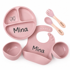 Coffret repas bébé personnalisé 5 pièces en silicone alimentaire