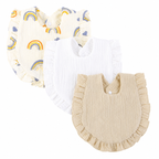 Lot de 3 bavoirs bébé en coton à volants