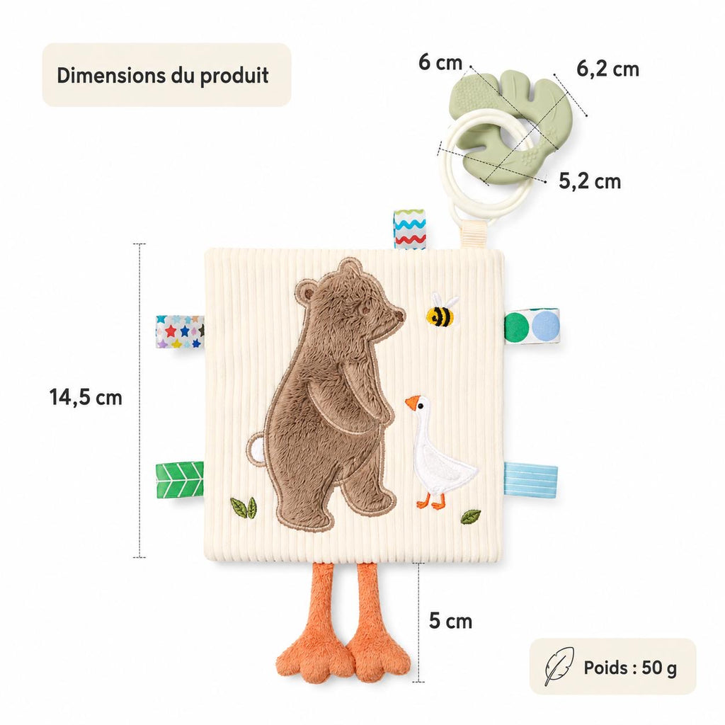 Doudou Sensoriel avec anneau de dentition 🤍