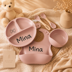 Coffret repas bébé personnalisé 5 pièces en silicone alimentaire