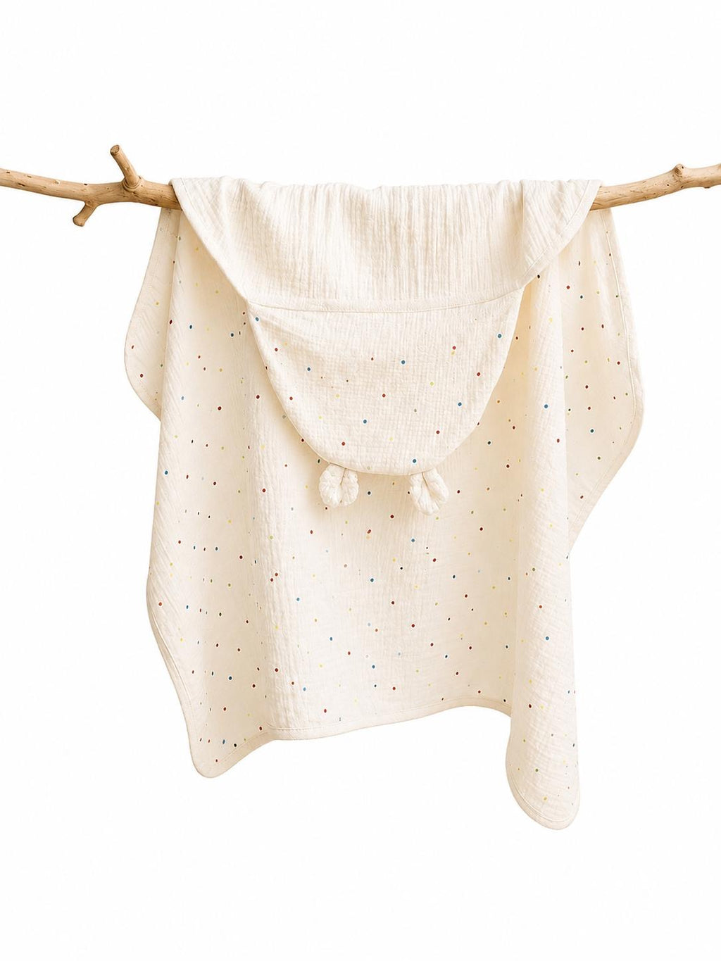 Cape de bain bébé à capuche en coton 🤍