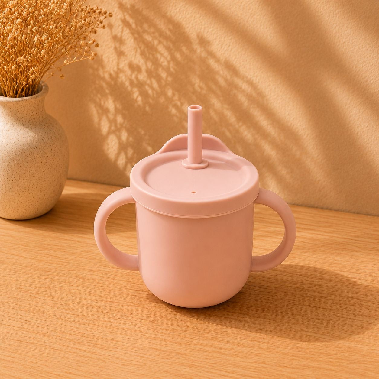 Gobelet d'apprentissage en silicone avec paille