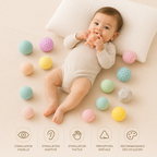 Balles sensorielles Montessori – Éveil & dentition (Lot de 6)