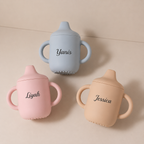 Gobelet d’Apprentissage Bébé Personnalisé en Silicone – Anti-Fuite avec Prénom Gravé 180 ml
