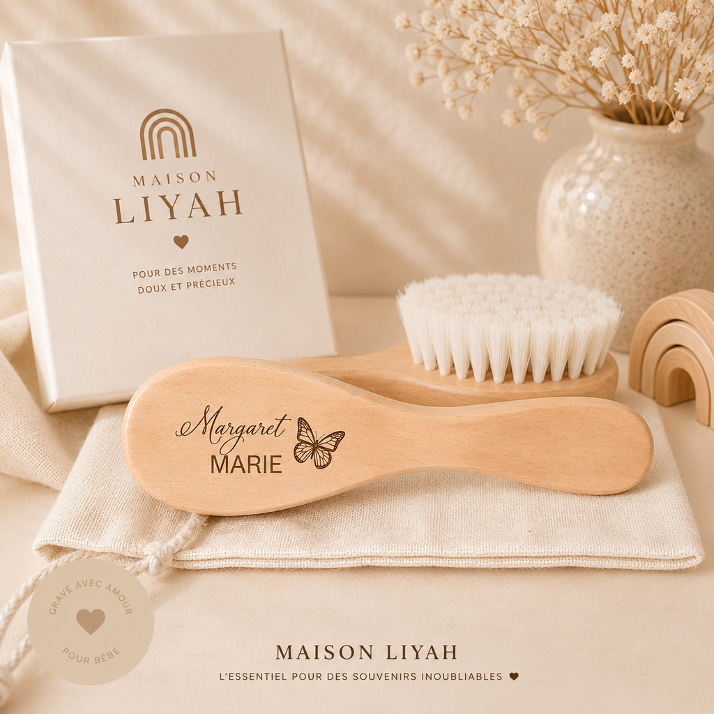 Brosse bébé personnalisés en bois naturel