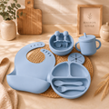 Coffret Repas Bébé Complet 9 Pièces en Silicone Alimentaire