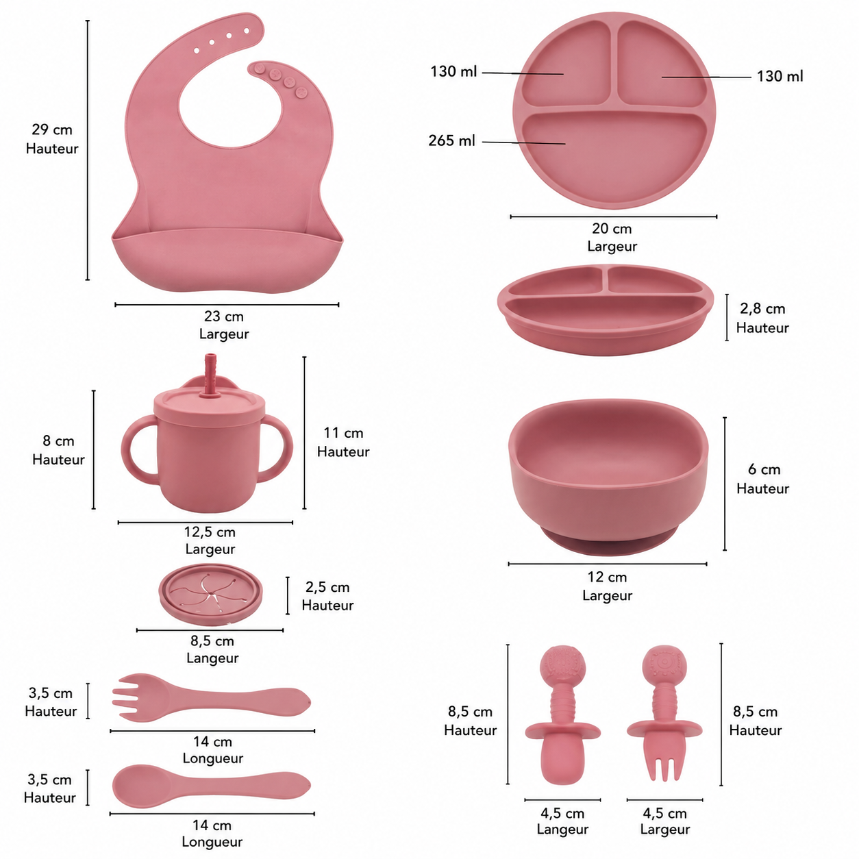 Coffret Repas Bébé Complet 9 Pièces en Silicone Alimentaire
