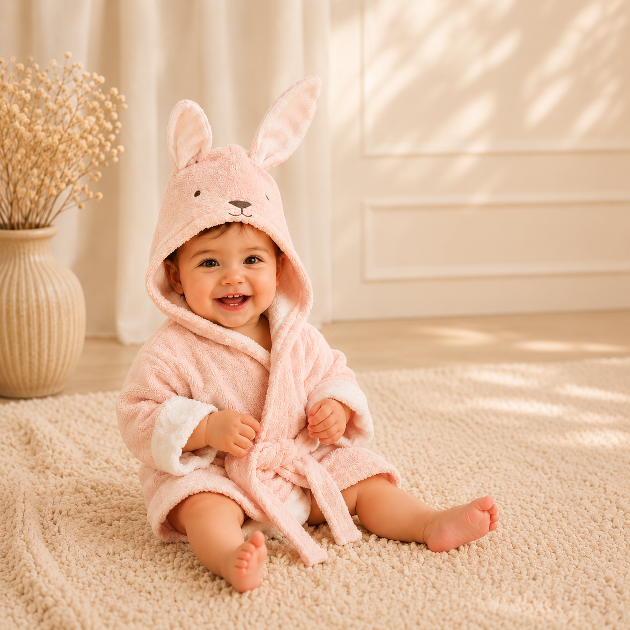 Peignoir bébé tout doux à capuche 🤍