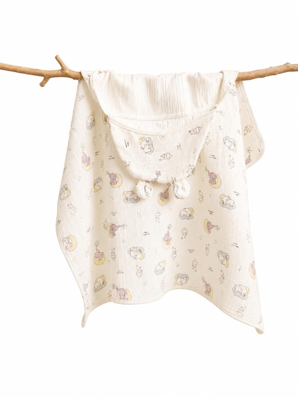 Cape de bain bébé à capuche en coton 🤍