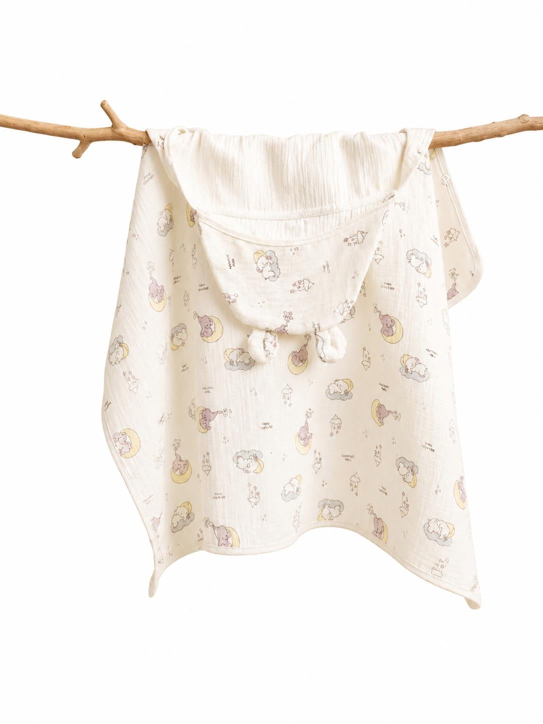 Cape de bain bébé à capuche en coton 🤍