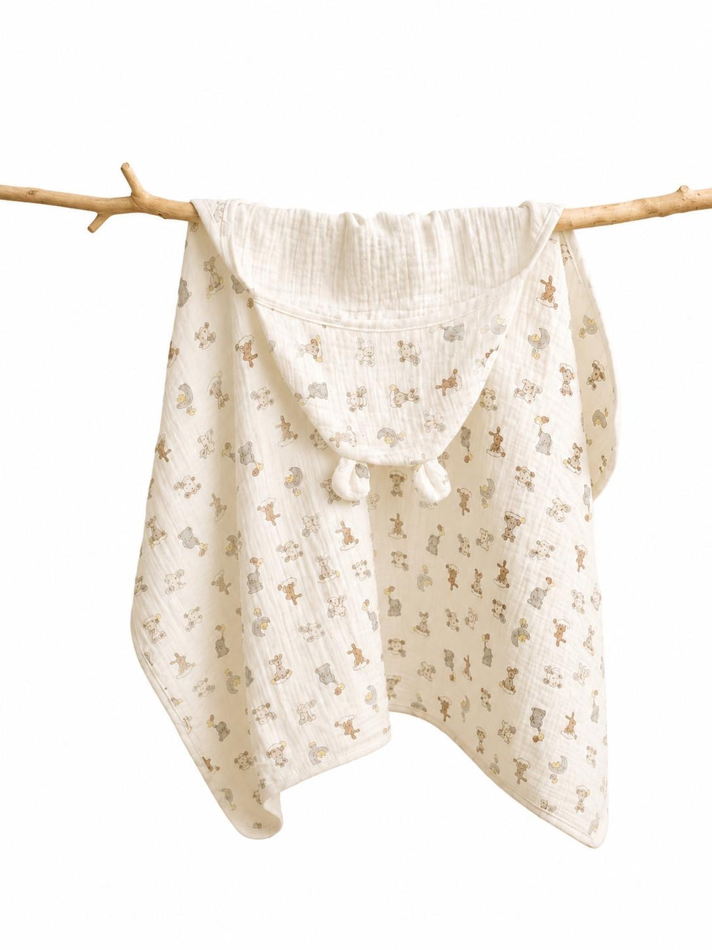 Cape de bain bébé à capuche en coton 🤍