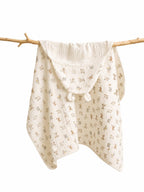 Cape de bain bébé à capuche en coton 🤍