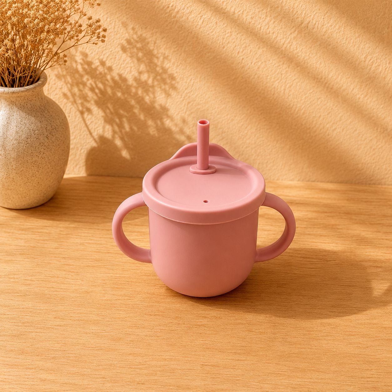 Gobelet d'apprentissage en silicone avec paille