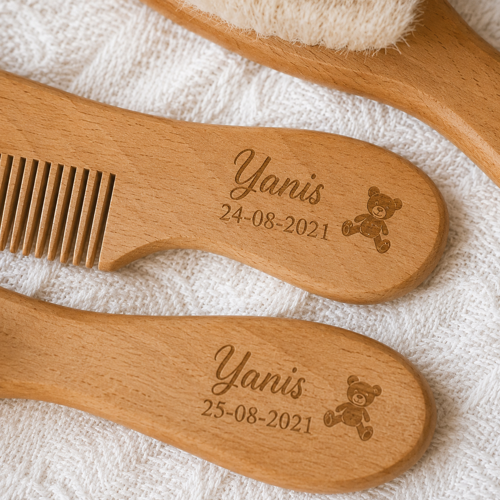 Brosse & peigne bébé personnalisés - coffret naissance 🤍