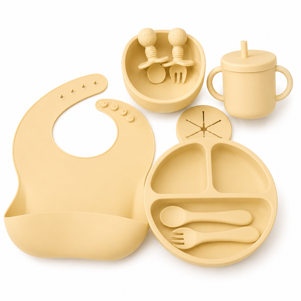 Coffret Repas Bébé Complet 9 Pièces en Silicone Alimentaire