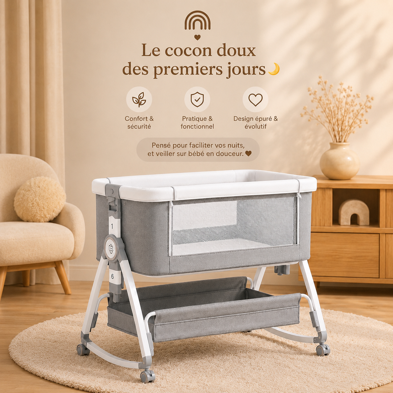 Berceau bébé cododo évolutif