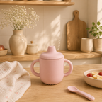 Gobelet d’Apprentissage Bébé Personnalisé en Silicone – Anti-Fuite avec Prénom Gravé 180 ml