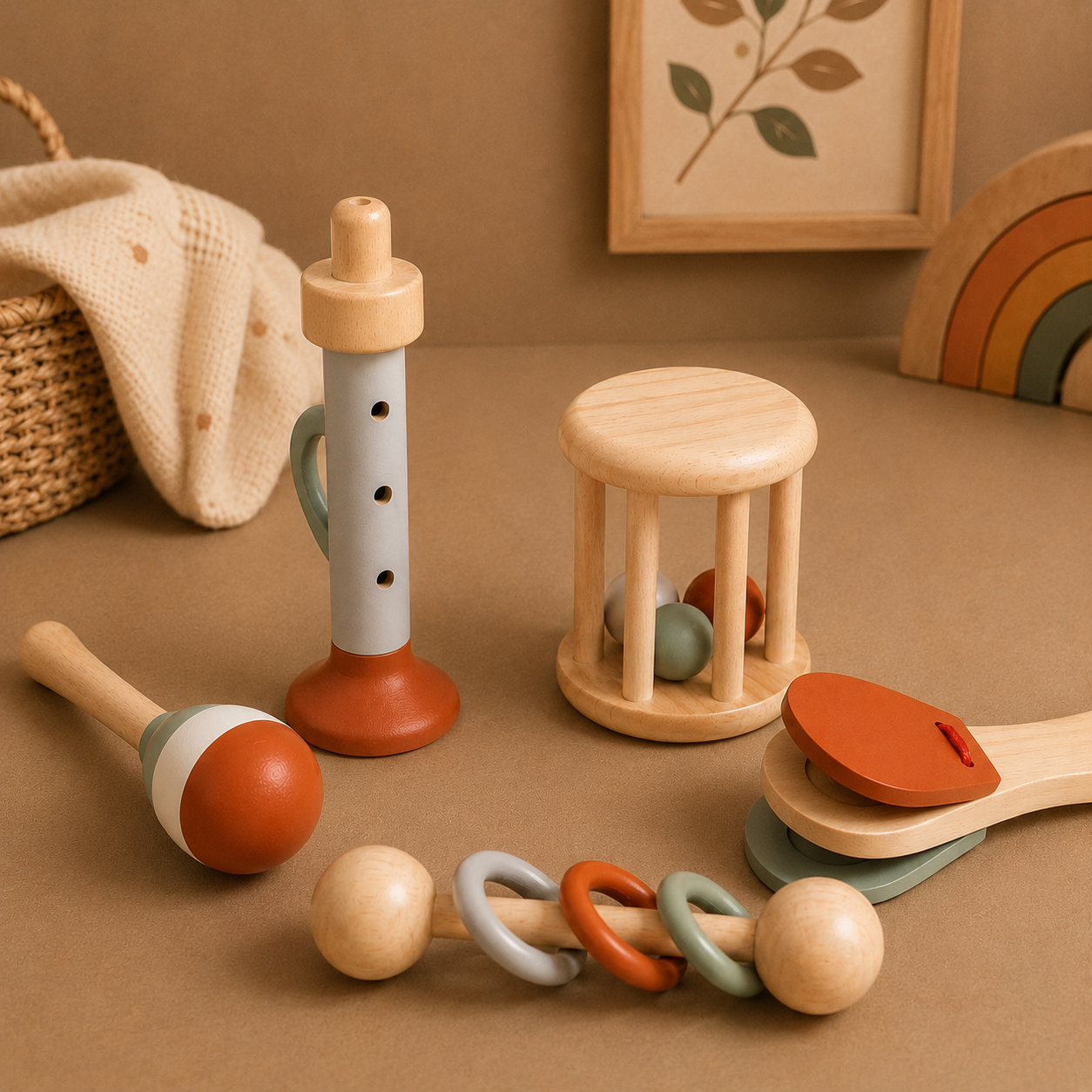 Coffret musical Montessori en bois – Éveil & motricité