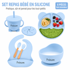 Set repas complet 6 pièces à personnalisé en silicone