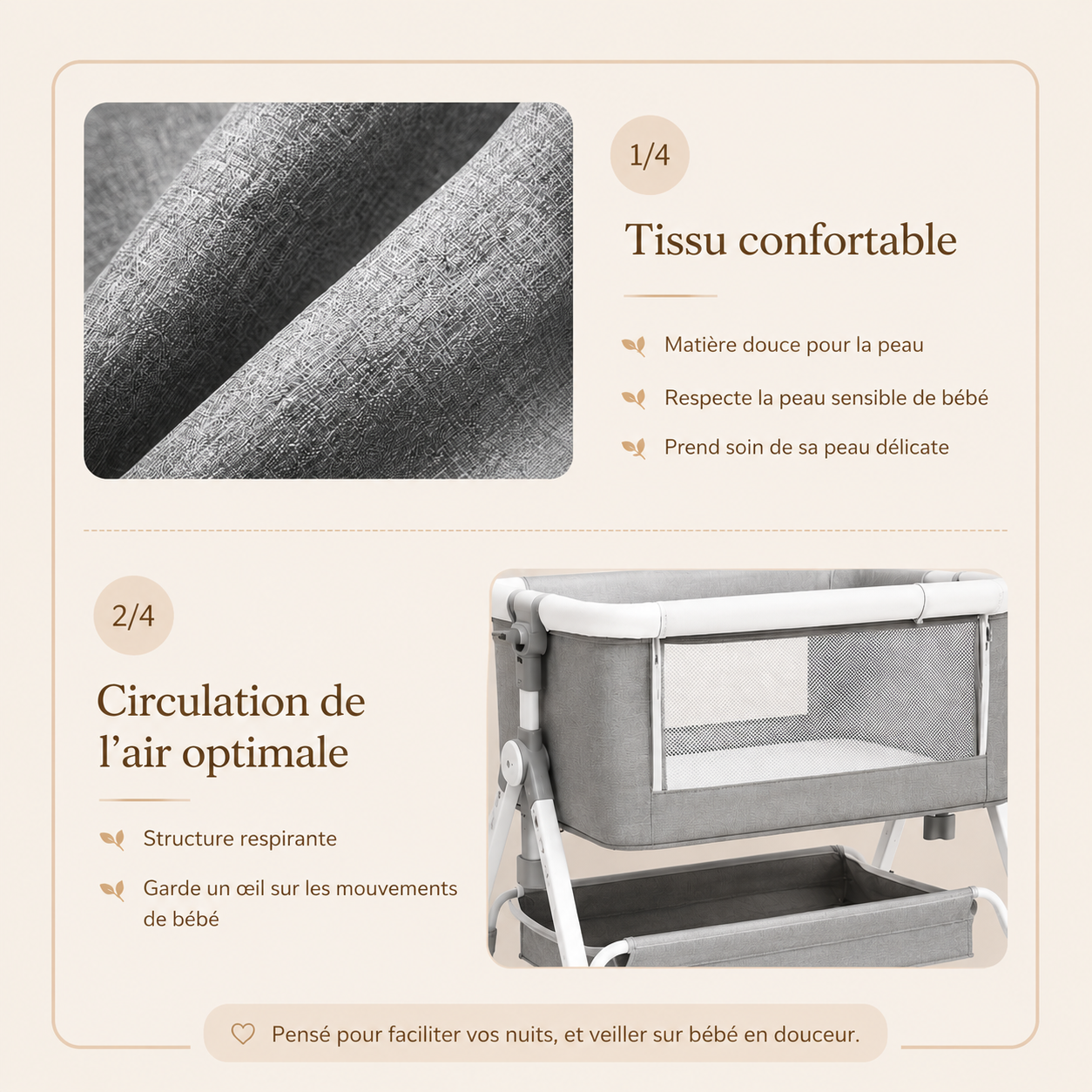 Berceau bébé cododo évolutif
