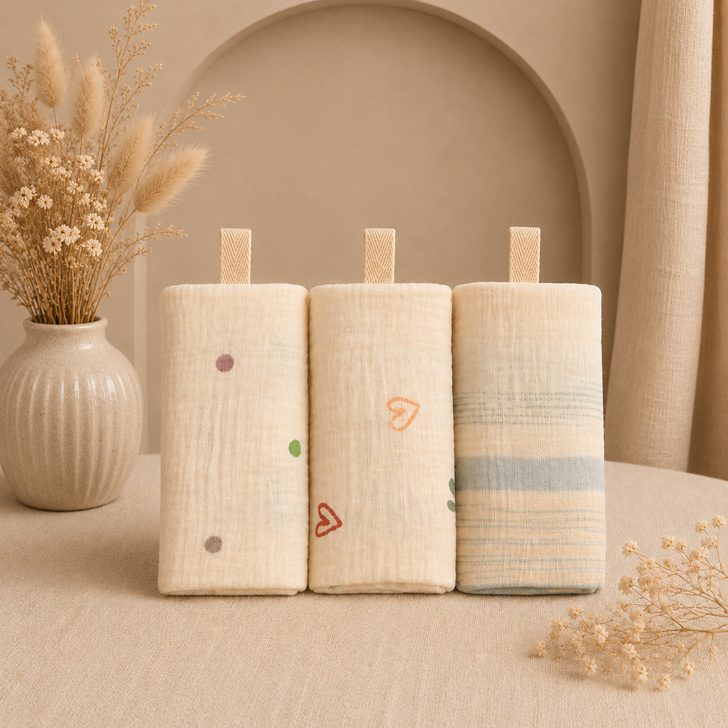 Lot de 3 ou 5 langes bébé en coton ultra doux