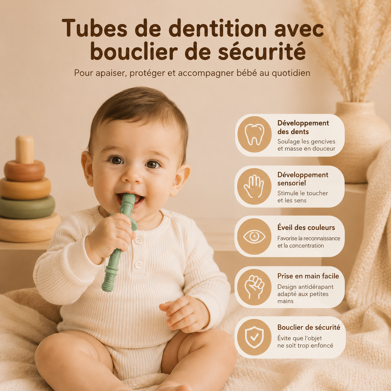Tube de mastication sensoriel pour bébé