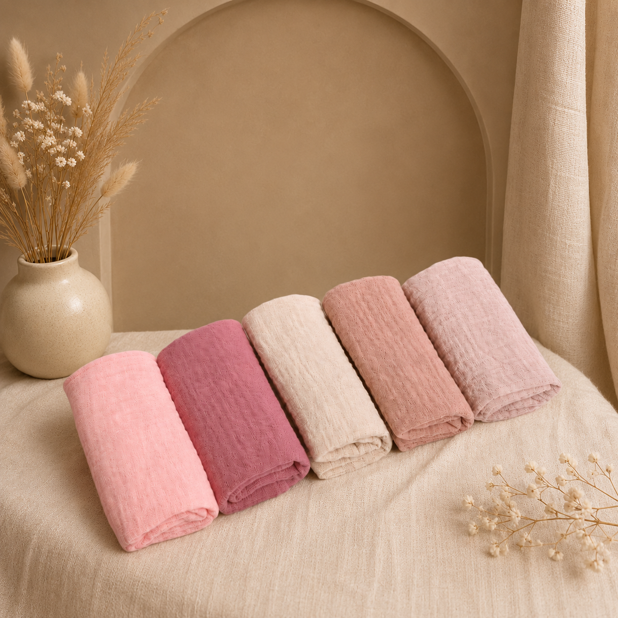 Lot de 3 ou 5 langes bébé en coton ultra doux
