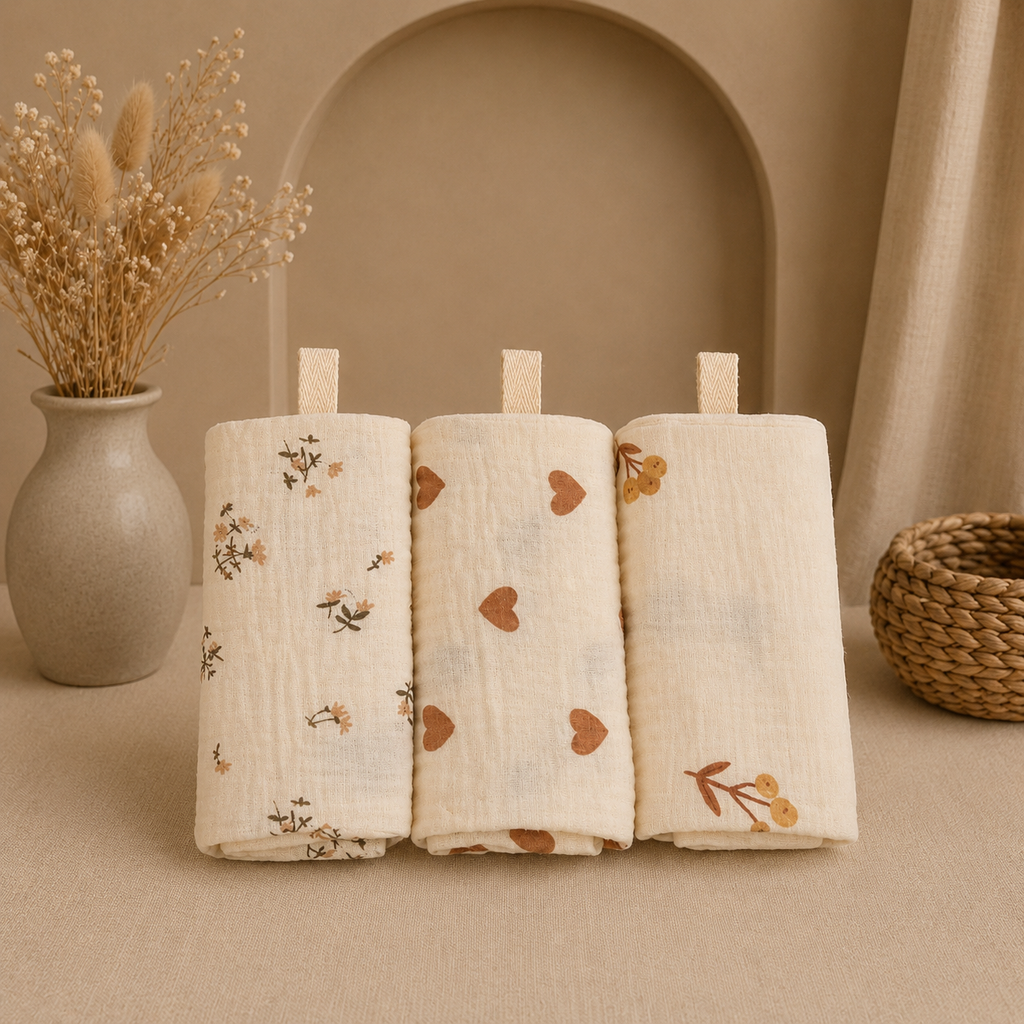 Lot de 3 ou 5 langes bébé en coton ultra doux