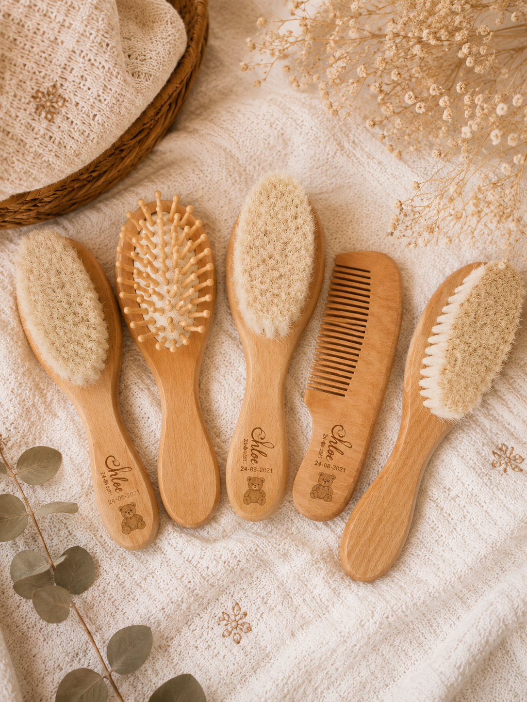 Brosse & peigne bébé personnalisés - coffret naissance 🤍