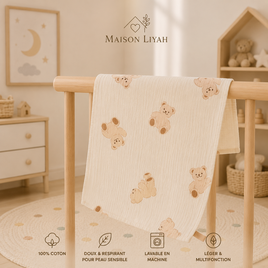 Lange bébé en coton, motifs doux au choix 🤍