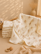 Cape de bain bébé à capuche en coton 🤍