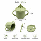 Gobelet d'apprentissage en silicone avec paille
