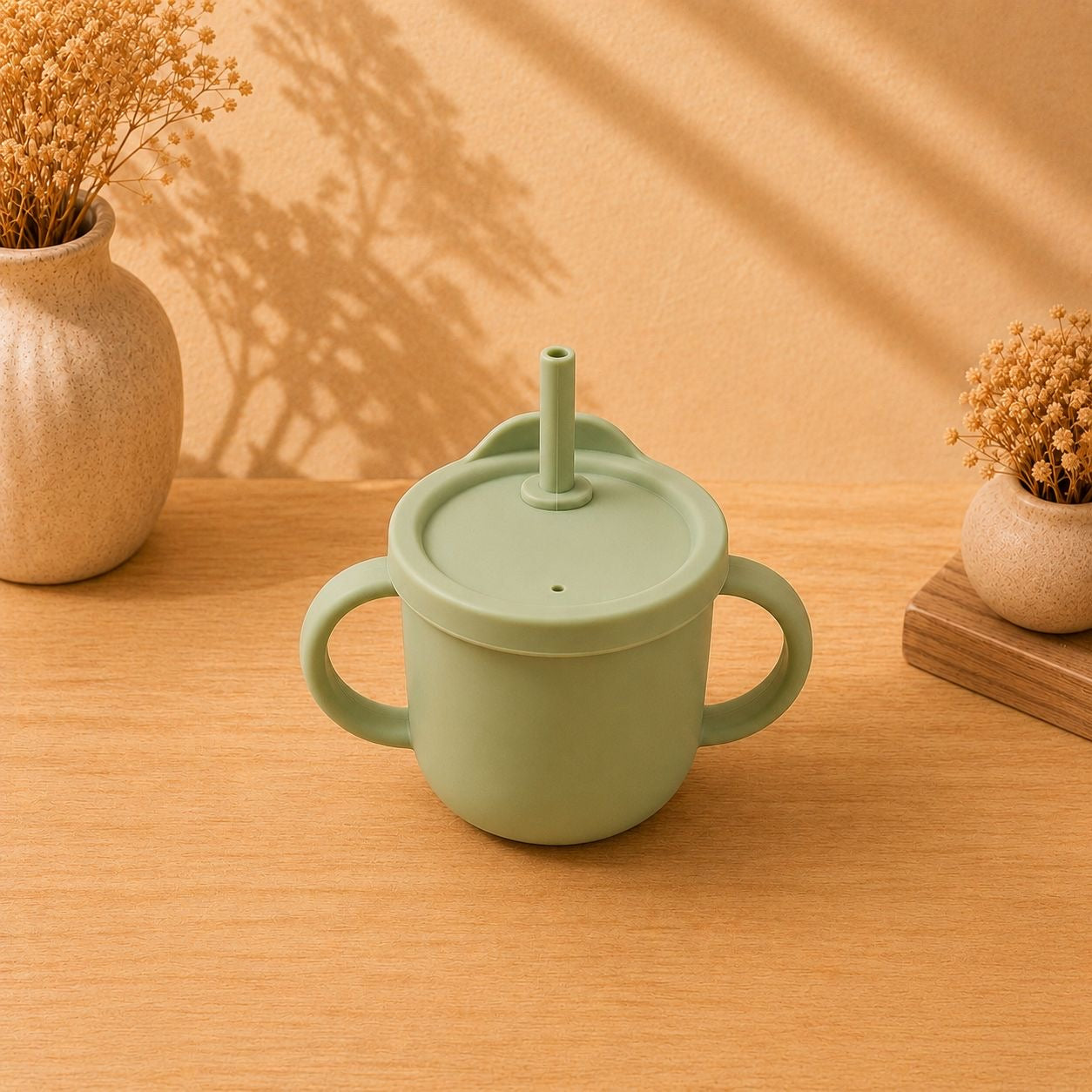 Gobelet d'apprentissage en silicone avec paille